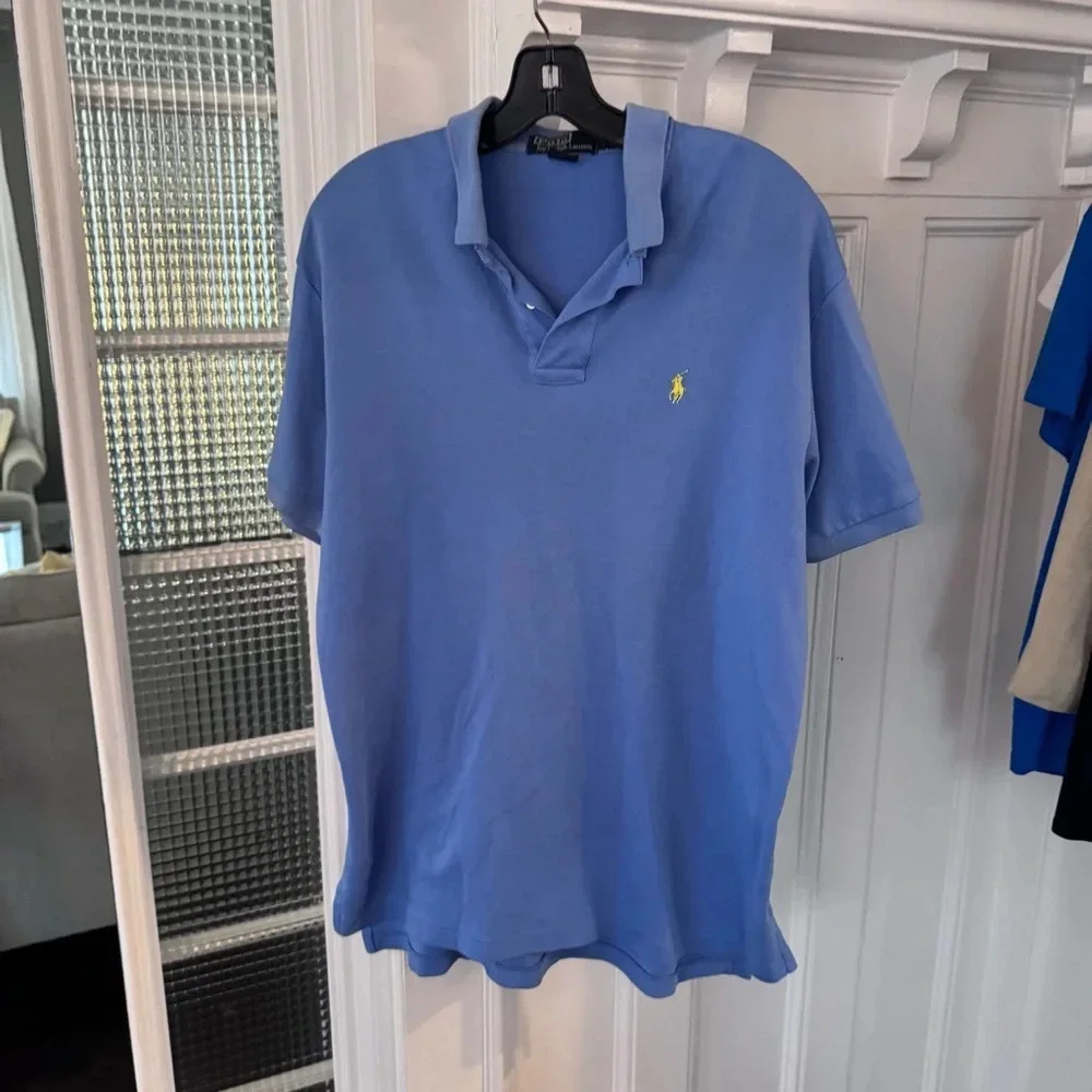 POLO RALPH LAUREN Classic Fit Men’s Polo Shirt Sz M Blue Yellow Pony logo